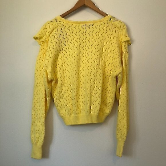 NEW NWT MARC NEW YORK Bright Yellow Sweater Cropped Cottagecore Boho 100% Cotton - Picture 8 of 9